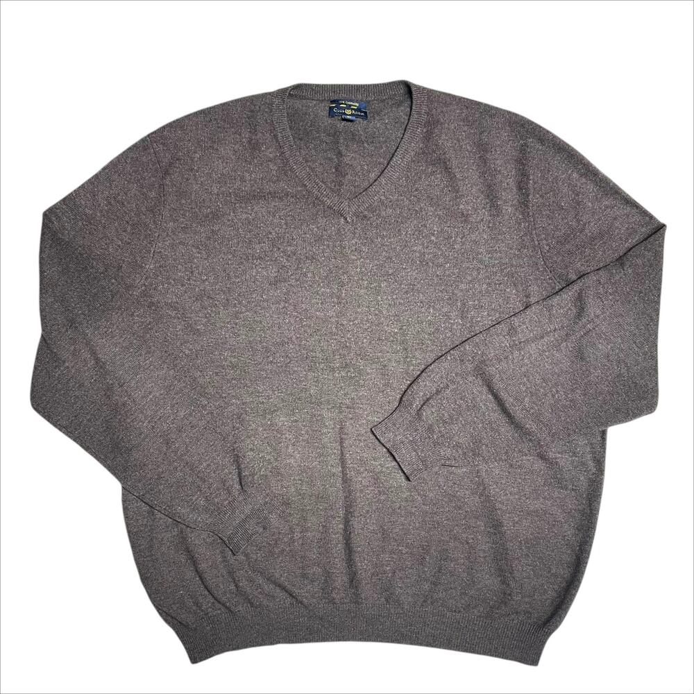 CLUB ROOM Men's 100% Cashmere V-Neck Sweater in Brown Size XL